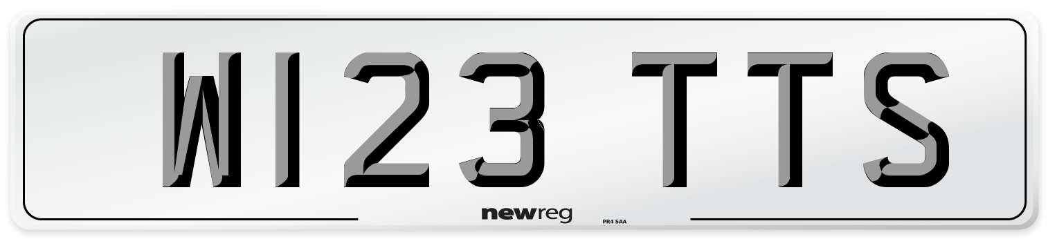 W123 TTS Number Plate from New Reg